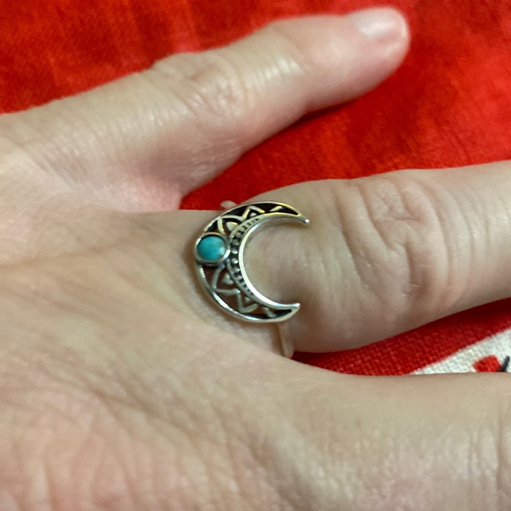 Sterling Silver Moon Turquoise Ring size 7